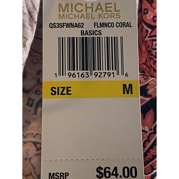 F. Michael Kors Top Size M Paisley Multicolor Pink Top Ruffle Sleeve NWT $64 - Picture 11 of 11